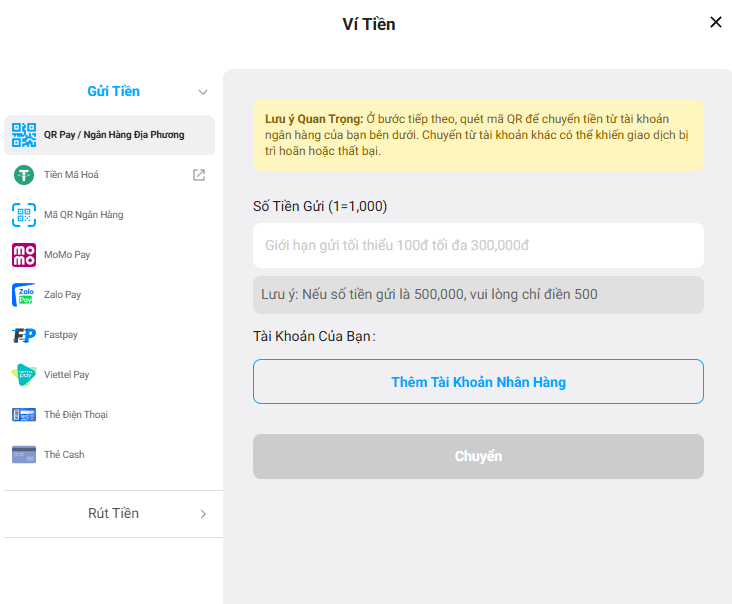 Nạp tiền fun88 phương thức đa dạng